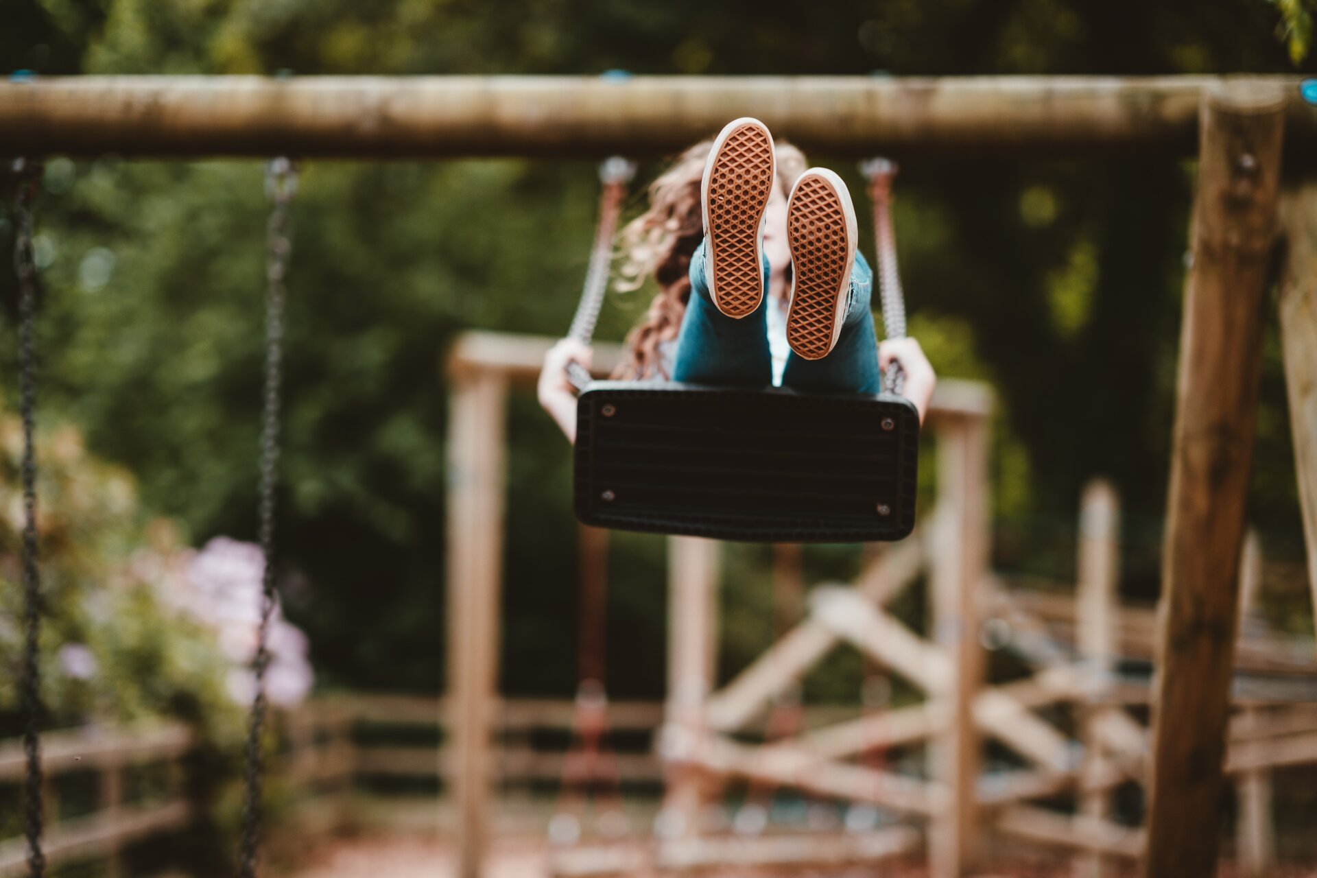 Child swinging on a swing