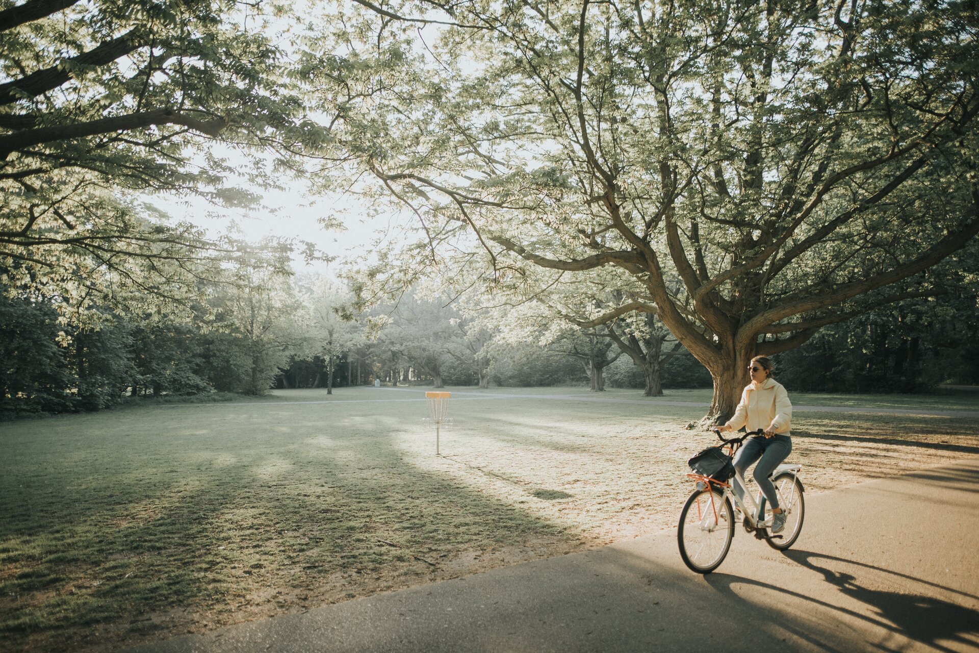 Woman riding on a bike