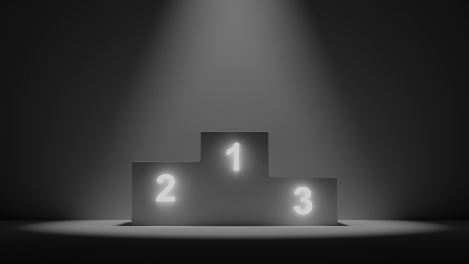 pedestal, ranking, podium, winner, dark, 3d, top-light, bw, black and white