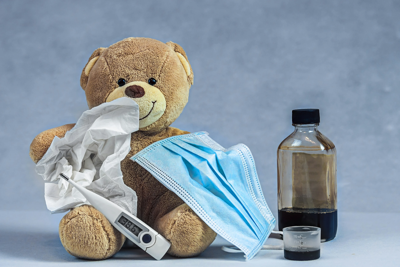 
Teddy bear with a face mask | © Unsplash / Myriam Zilles