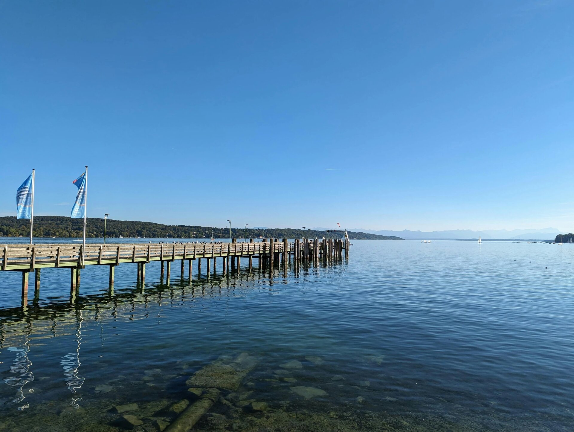 View of Lake Starnberg, south of Munich, clear summer day