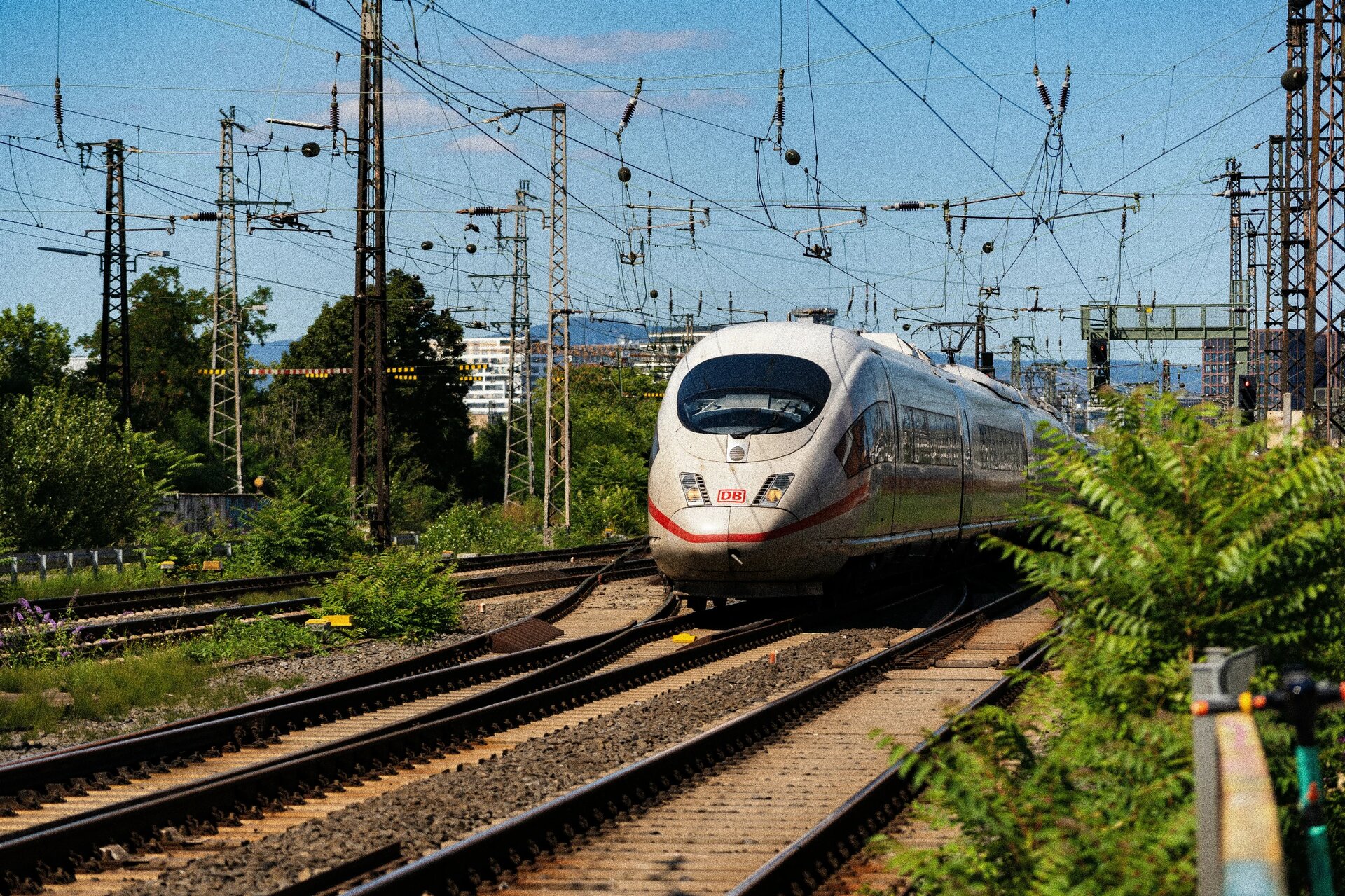 ICE 3 High Speed Train Exiting Frankfurt Main Station
