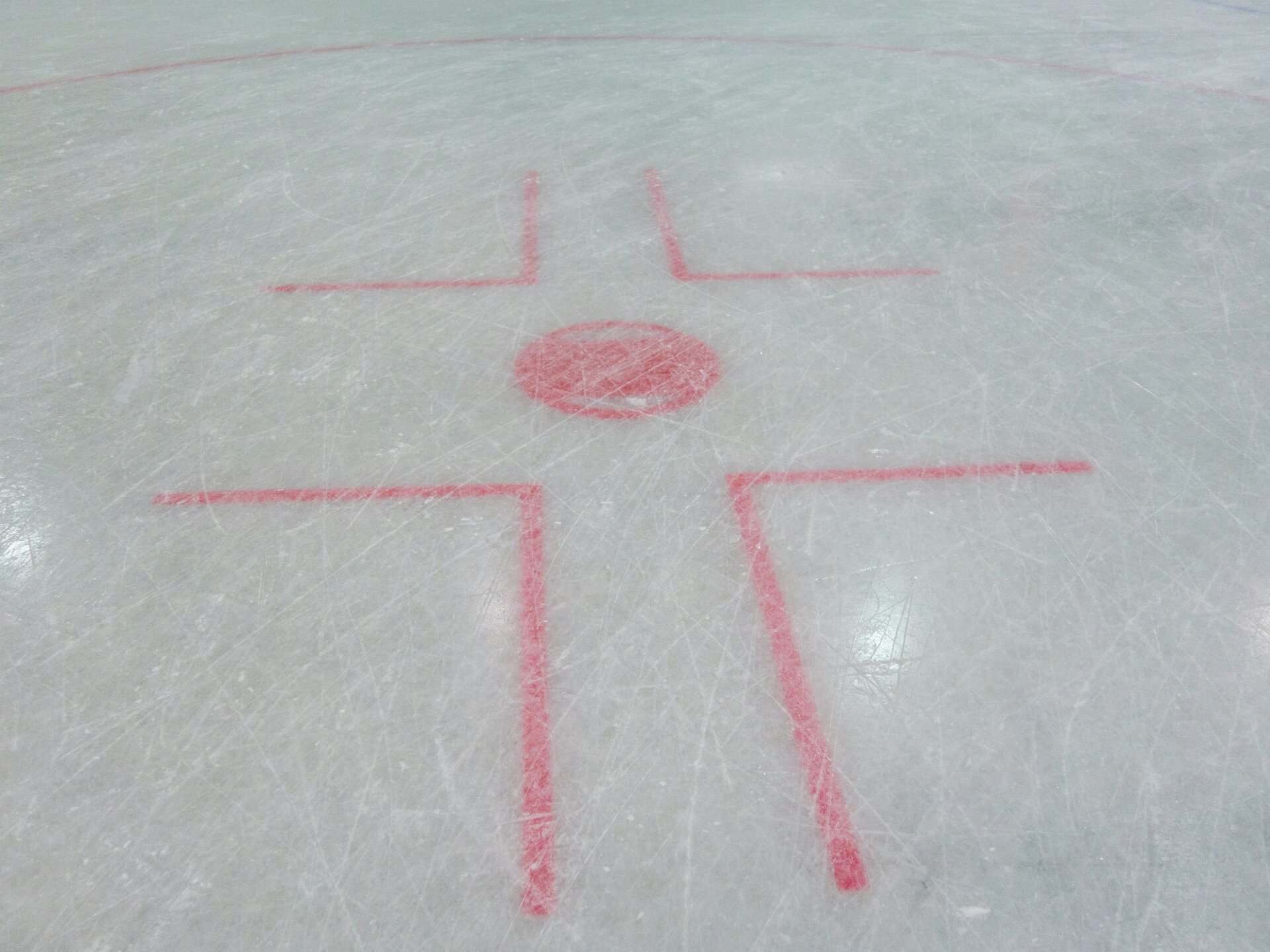 Ice hockey end zone face-off spot.