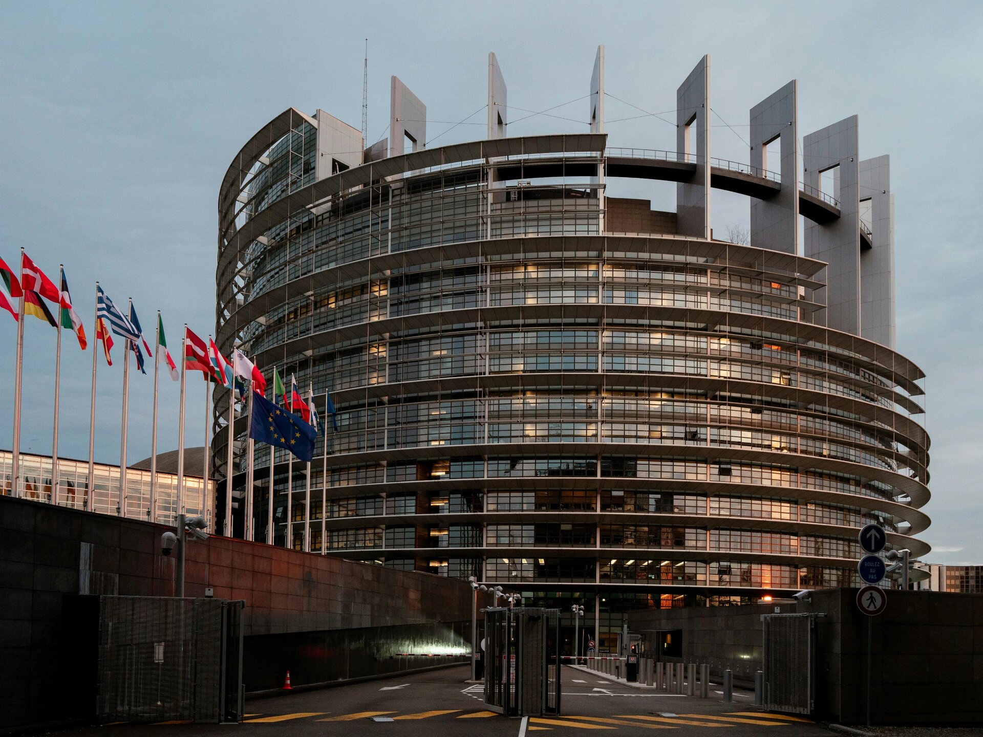 The european parlament in the evening sun in straßbourg