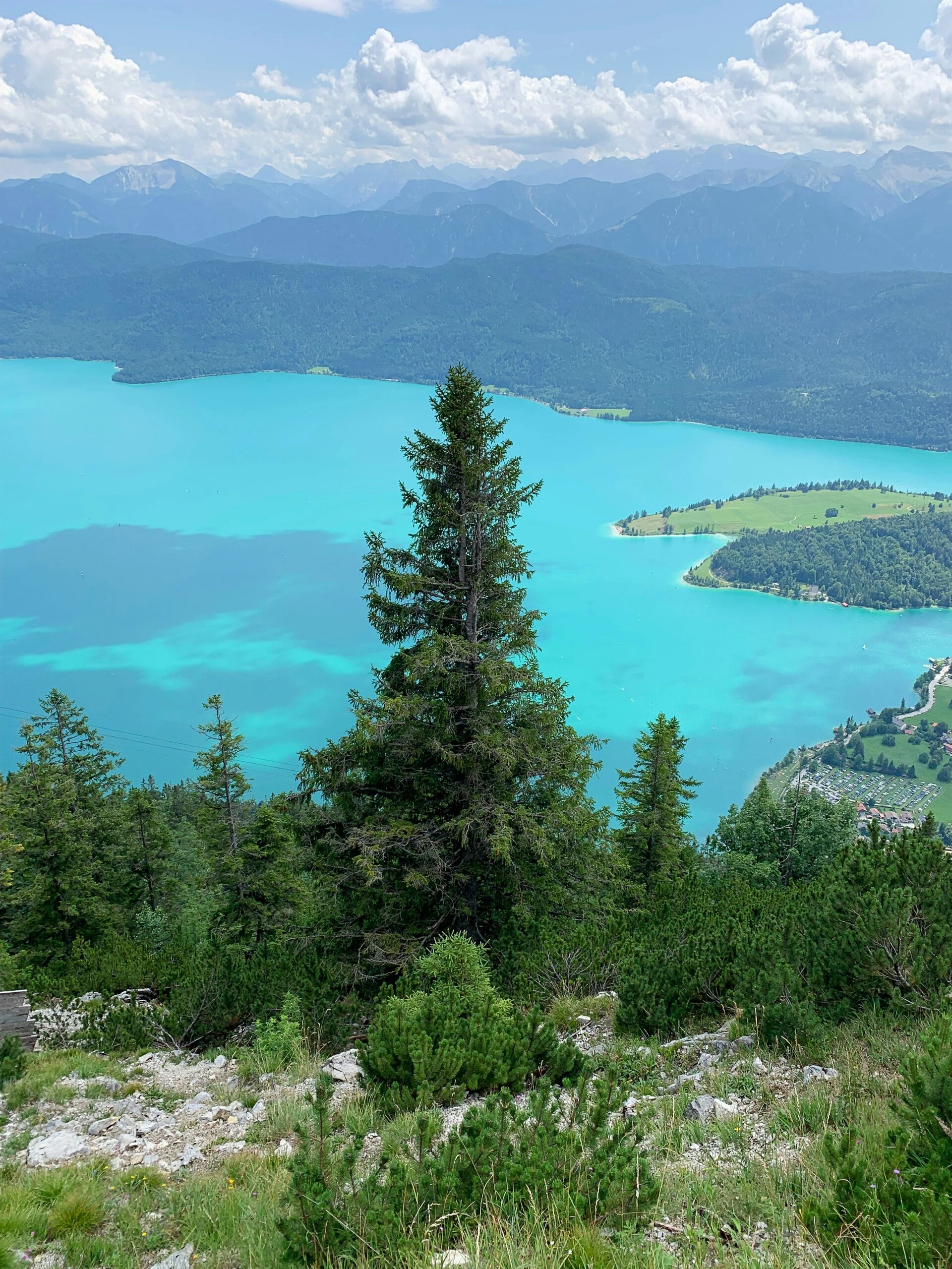 Breathtaking aerial view of Kochel, Bavaria, Germany.