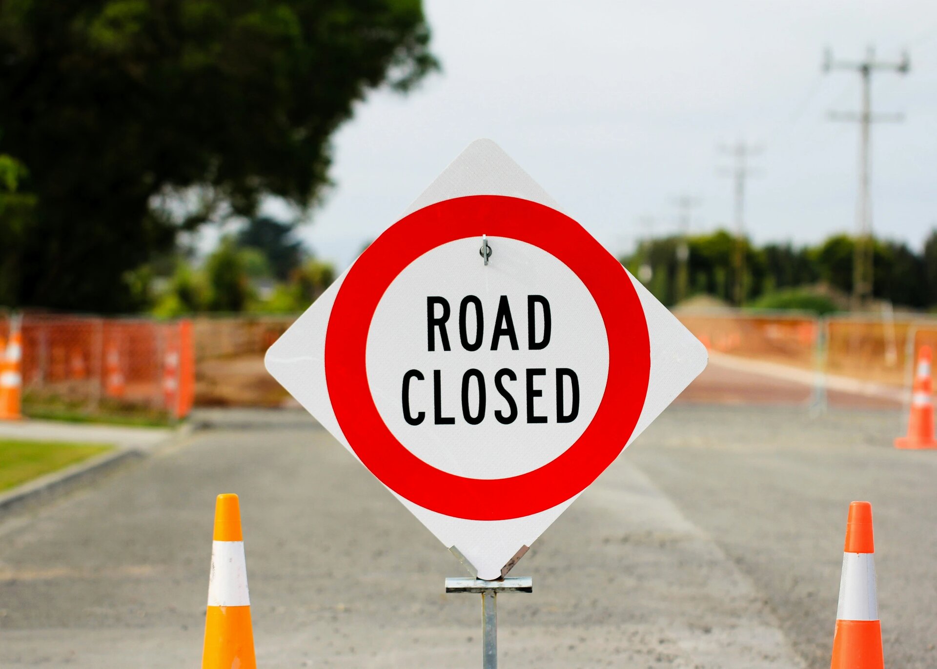 Road Closed sign on street