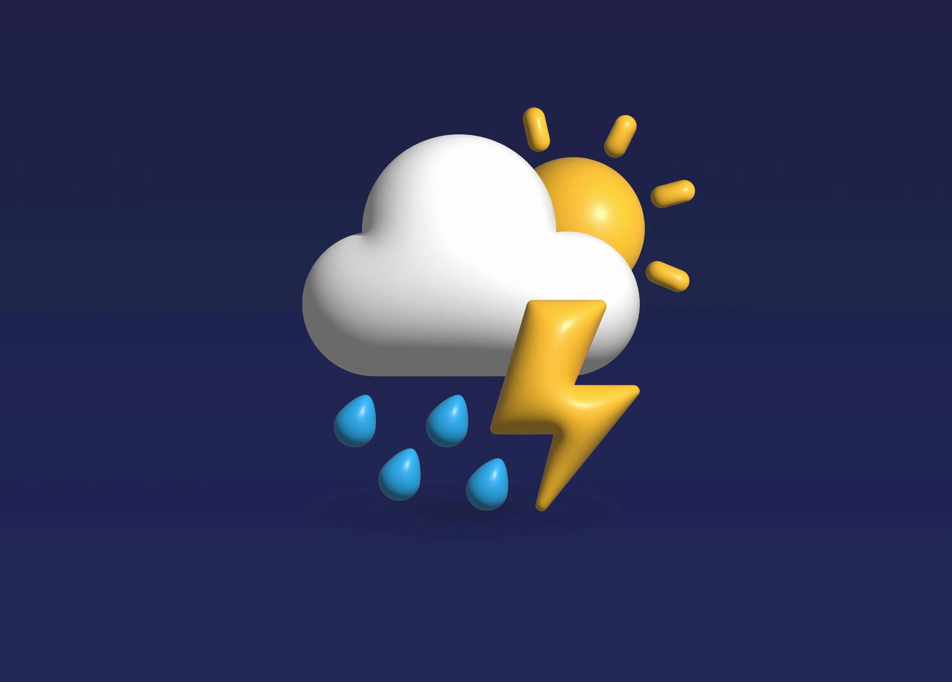 Rain with lightening 3 Icons | 3D Icons | Weather